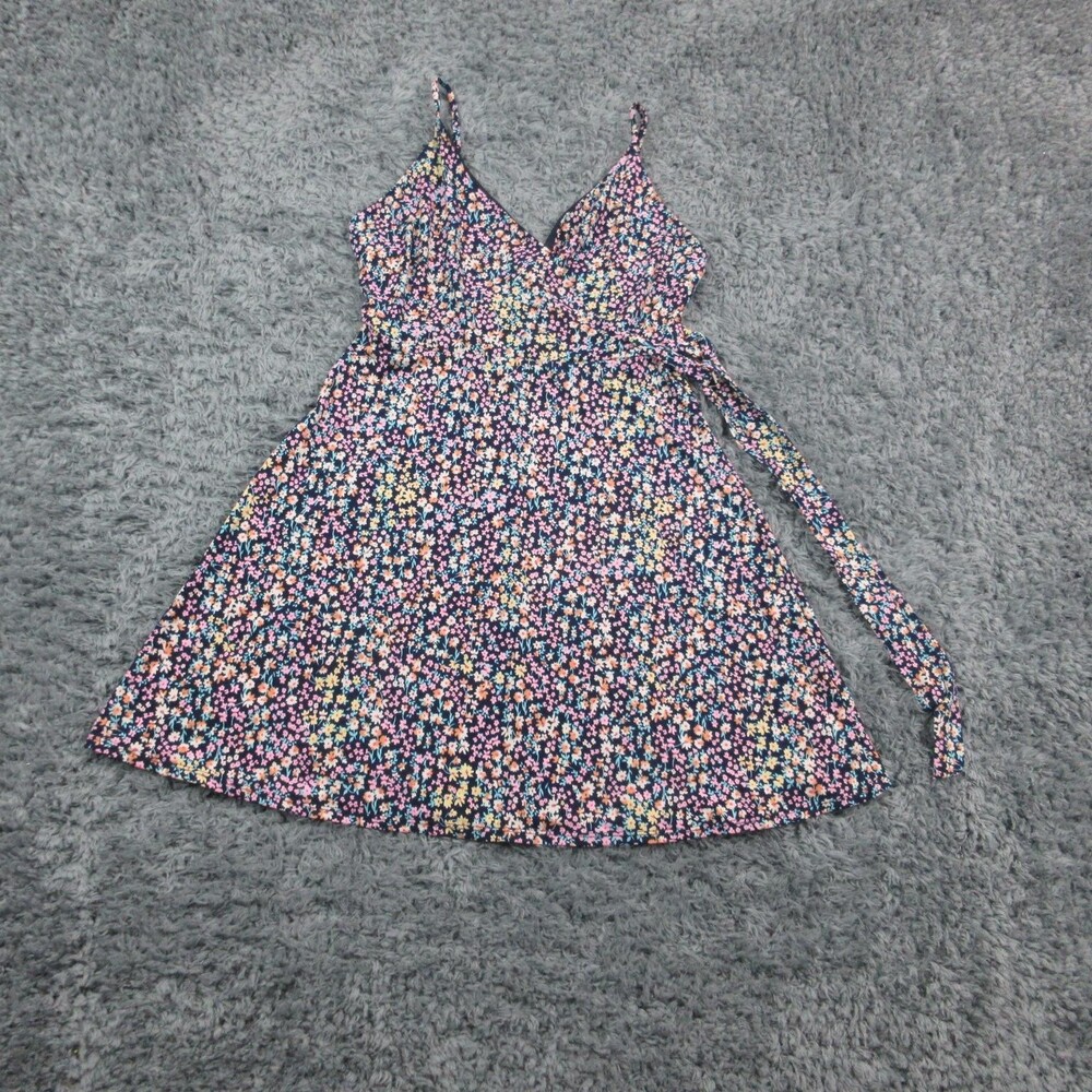 Muse Petite Dress Womens Medium MP Navy Floral Wrap Cami A-Line D17086-2P NWT